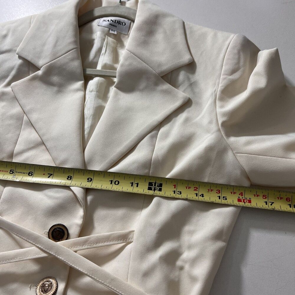 Vintage Sandro Blazer Jacket‎ Women’s 38 Lace Up White Chic - Picture 11 of 13